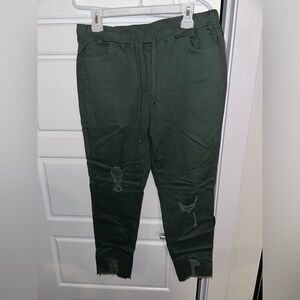 Dark green distressed pants